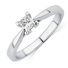 Certified Solitaire Engagement Ring with a 1/3 Carat TW Diamond in 18ct White Gold