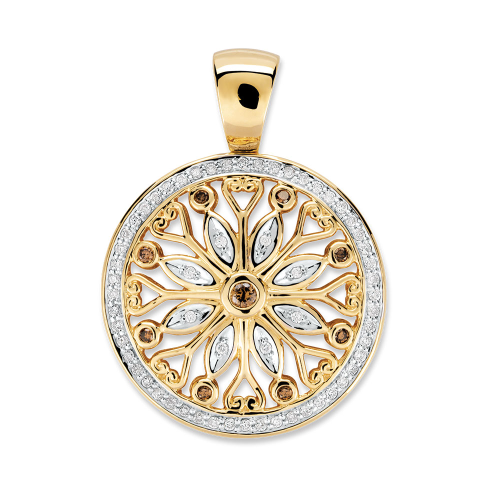 Enhancer Pendant with 1/2 Carat TW of Champagne Diamonds in 10ct Yellow