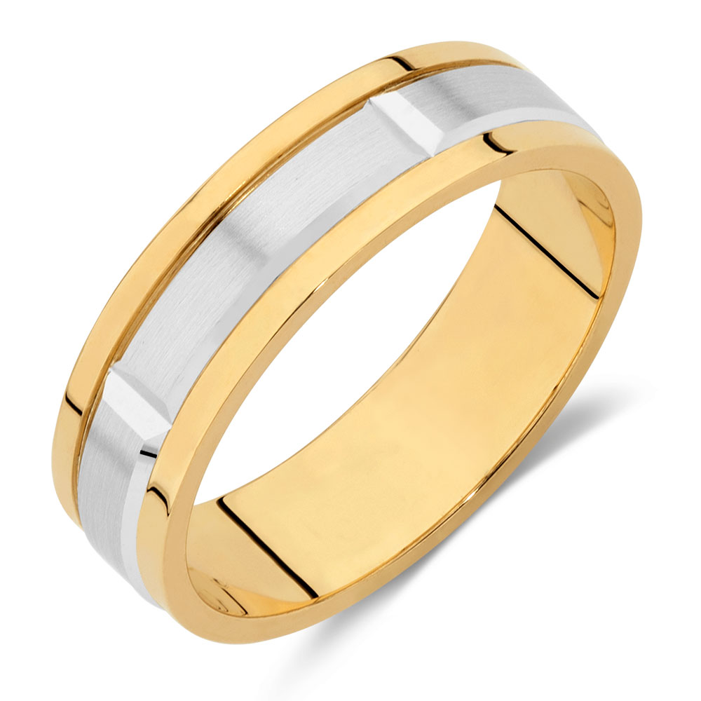 Men's Wedding Band in 10ct Yellow & White Gold