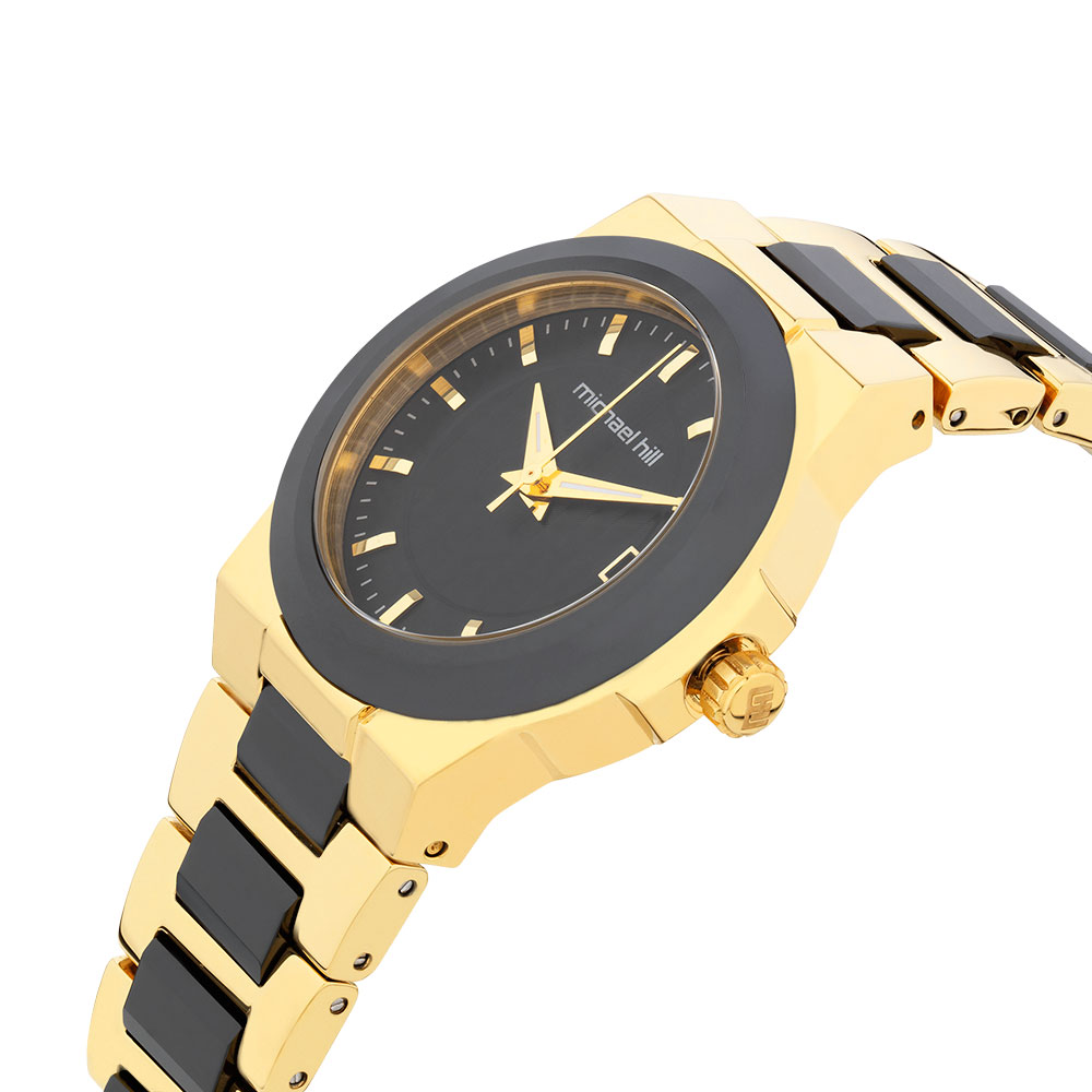 Ladies Watch in Black Ceramic & Gold Tone Stainless Steel