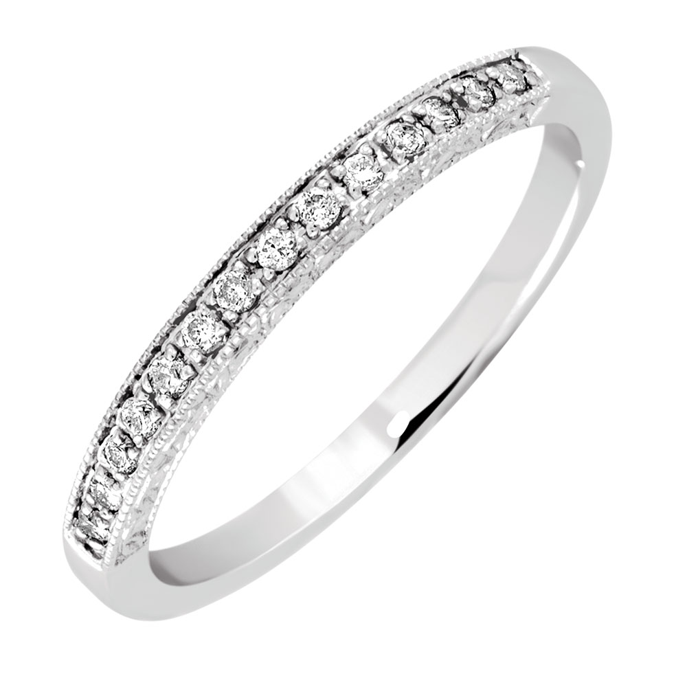 Wedding Band with Diamonds in 14ct White Gold