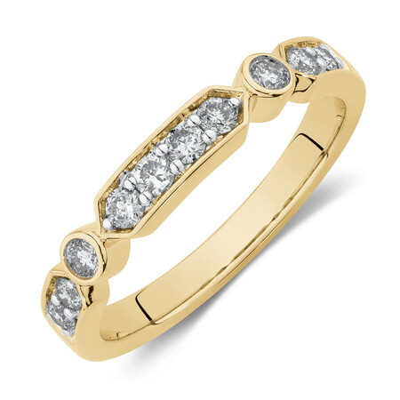 Ring with 0.34 Carat TW of Diamonds in 10ct Yellow Gold Ring with 0.34 Carat TW of Diamonds in 10ct Yellow Gold