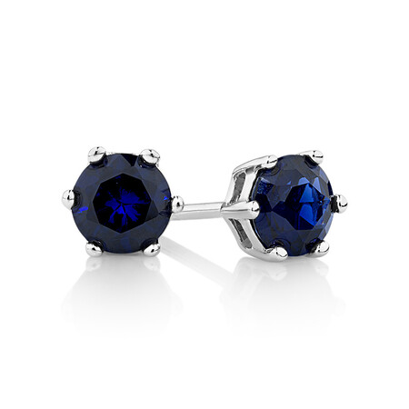Stud Earrings with Dark Blue Cubic Zirconia in Sterling Silver Stud Earrings with Dark Blue Cubic Zirconia in Sterling Silver