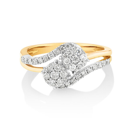 Double Cluster Engagement Ring with 0.50 Carat TW of Diamonds in 10ct Yellow Gold Double Cluster Engagement Ring with 0.50 Carat TW of Diamonds in 10ct Yellow Gold