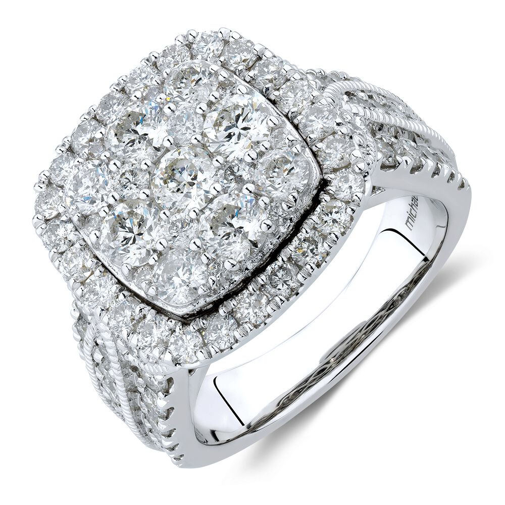 Ring with 3 Carat TW of Diamonds in 10ct White Gold