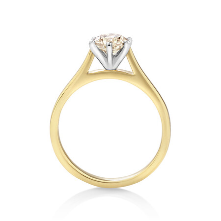 Solitaire Engagement Ring with 0.90 Carat Diamond in 14kt Yellow & White Gold Solitaire Engagement Ring with 0.90 Carat Diamond in 14kt Yellow & White Gold