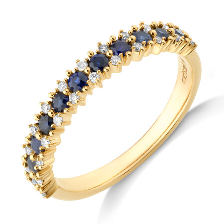 Ring with Sapphire & 0.12 Carat TW of Diamonds in 10kt Yellow Gold Ring with Sapphire & 0.12 Carat TW of Diamonds in 10kt Yellow Gold