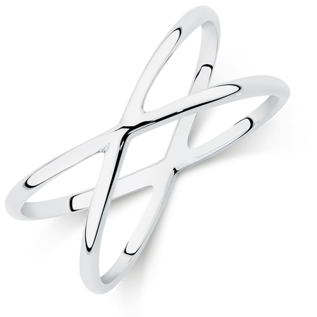 SILVER GEOMETRIC CROSSOVER RING IN STERLING SILVER SILVER GEOMETRIC CROSSOVER RING IN STERLING SILVER