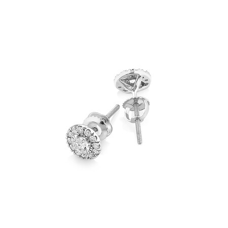 Dainty Halo Earrings with 0.50 Carat TW of Diamonds in 14kt White Gold Dainty Halo Earrings with 0.50 Carat TW of Diamonds in 14kt White Gold