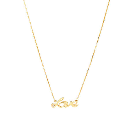 Love Necklace with Diamond in 10kt Yellow Gold Love Necklace with Diamond in 10kt Yellow Gold