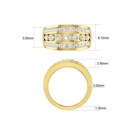 Three Row Ring with 2 Carat TW of Diamonds in 10kt Yellow Gold Three Row Ring with 2 Carat TW of Diamonds in 10kt Yellow Gold