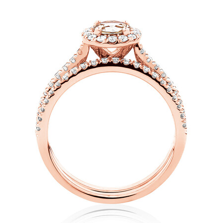 Evermore Bridal Set with Morganite & 0.54 Carat TW of Diamonds in 14ct Rose Gold Evermore Bridal Set with Morganite & 0.54 Carat TW of Diamonds in 14ct Rose Gold