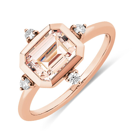 Bezel Ring with Morganite & Diamonds in 10kt Rose Gold Bezel Ring with Morganite & Diamonds in 10kt Rose Gold
