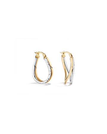 Huggie Earrings in 10ct Yellow & White Gold Huggie Earrings in 10ct Yellow & White Gold