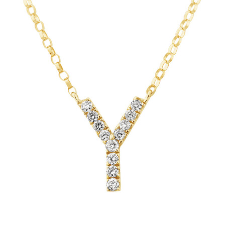 "Y" Initial Necklace with 0.10 Carat TW of Diamonds in 10kt Yellow Gold "Y" Initial Necklace with 0.10 Carat TW of Diamonds in 10kt Yellow Gold
