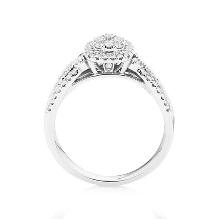 Halo Ring With Diamonds In 10ct White Gold Halo Ring With Diamonds In 10ct White Gold