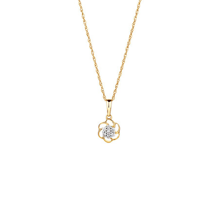 Flower Pendant with Diamonds in 10ct Yellow Gold Flower Pendant with Diamonds in 10ct Yellow Gold