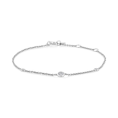Station Bracelet with 0.10 Carat TW of Diamonds in Sterling Silver Station Bracelet with 0.10 Carat TW of Diamonds in Sterling Silver
