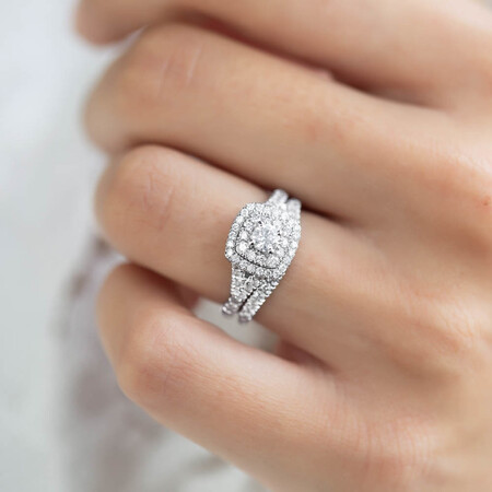 Bridal Set with 1.18 Carat TW of Diamonds in 14ct White Gold Bridal Set with 1.18 Carat TW of Diamonds in 14ct White Gold