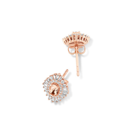 Ballerina Stud Earrings with Morganite & 0.50 Carat TW Of Diamonds in 10kt Rose Gold Ballerina Stud Earrings with Morganite & 0.50 Carat TW Of Diamonds in 10kt Rose Gold