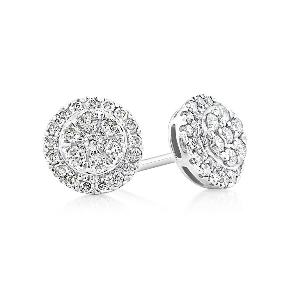 Cluster Earrings with 0.50 Carat TW of Diamonds in 10ct White Gold