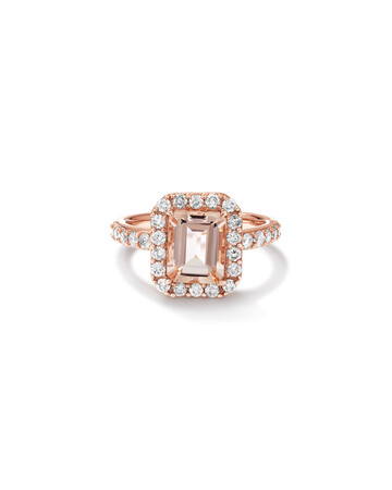 Ring with Morganite & 0.75 Carat TW of Diamonds in 14kt Rose Gold Ring with Morganite & 0.75 Carat TW of Diamonds in 14kt Rose Gold