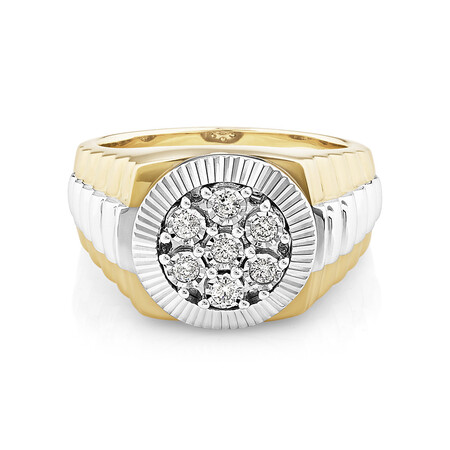 Men's Ring with 1/4 Carat TW of Diamonds in 10ct Yellow & White Gold Men's Ring with 1/4 Carat TW of Diamonds in 10ct Yellow & White Gold