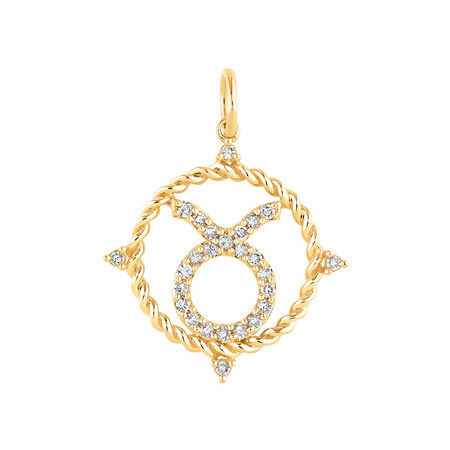 Taurus Zodiac Pendant with 0.20 Carat TW of Diamonds in 10kt Yellow Gold Taurus Zodiac Pendant with 0.20 Carat TW of Diamonds in 10kt Yellow Gold