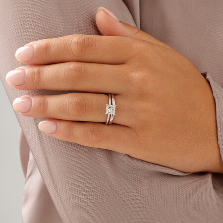 Laboratory-Created 1.25 Carat Princess Cut Diamond Ring In 14ct White Gold Laboratory-Created 1.25 Carat Princess Cut Diamond Ring In 14ct White Gold