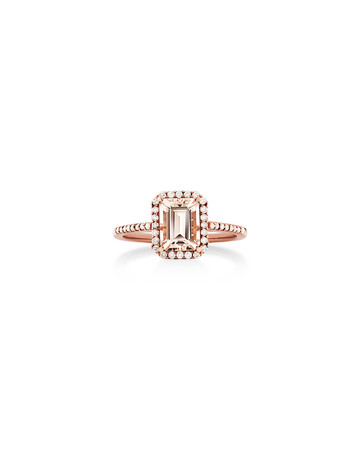 Halo Ring with Morganite & 0.22 Carat TW of Diamonds in 10kt Rose Gold Halo Ring with Morganite & 0.22 Carat TW of Diamonds in 10kt Rose Gold