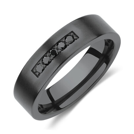 6mm Black Titanium Ring with Enhanced Black Diamonds
