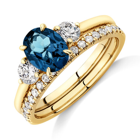 Bridal Set with Topaz & 0.60 Carat TW of Diamonds in 14ct Yellow Gold Bridal Set with Topaz & 0.60 Carat TW of Diamonds in 14ct Yellow Gold