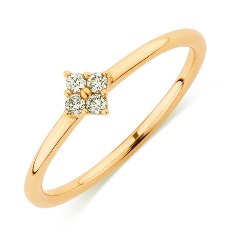 Flower Stacker Ring with Diamonds in 10ct Yellow Gold Flower Stacker Ring with Diamonds in 10ct Yellow Gold