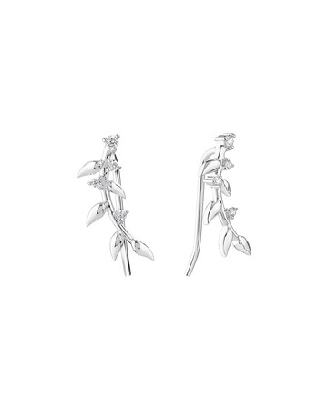 Leaf Ear Climber with Cubic Zirconia in Sterling Silver Leaf Ear Climber with Cubic Zirconia in Sterling Silver