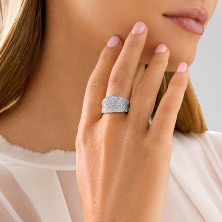 Pave Classic Ring with 1.50 Carat TW Diamond in 14ct White Gold Pave Classic Ring with 1.50 Carat TW Diamond in 14ct White Gold
