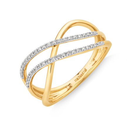 Crossover Ring with Diamonds in 10kt Yellow Gold Crossover Ring with Diamonds in 10kt Yellow Gold