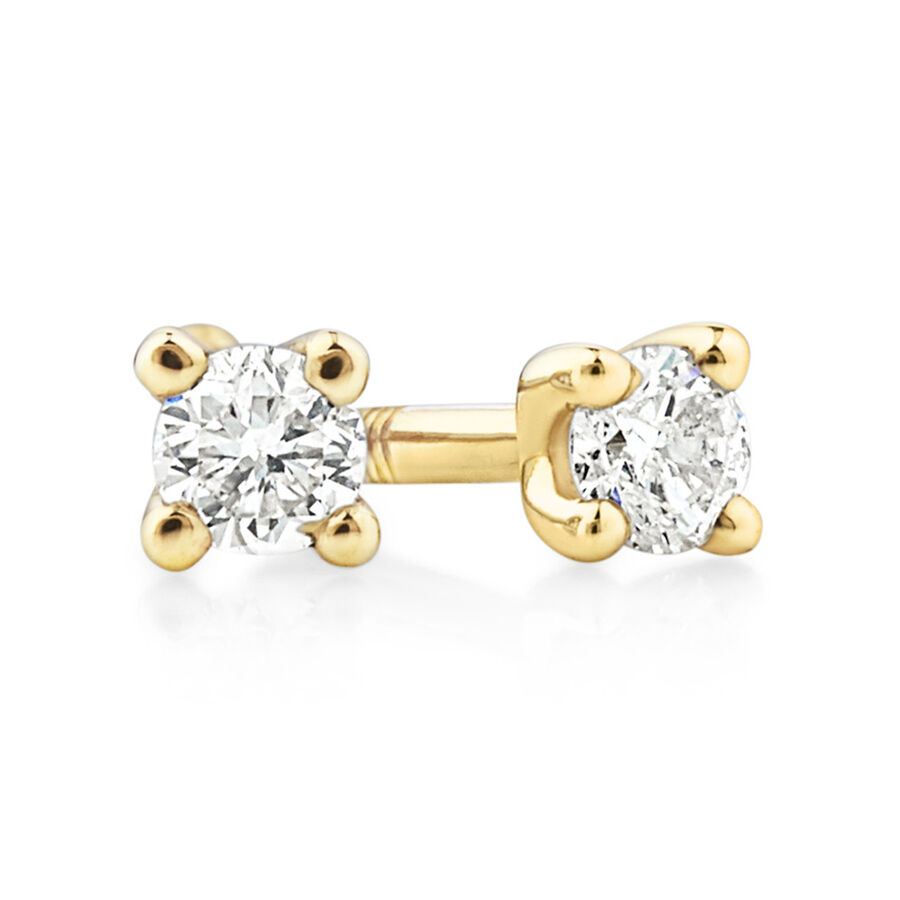 Solitaire Stud Earrings with 0.10ct TW Diamonds in 10ct Yellow Gold