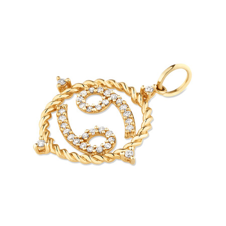 Cancer Zodiac Pendant with 0.20 Carat TW of Diamonds in 10ct Yellow Gold Cancer Zodiac Pendant with 0.20 Carat TW of Diamonds in 10ct Yellow Gold