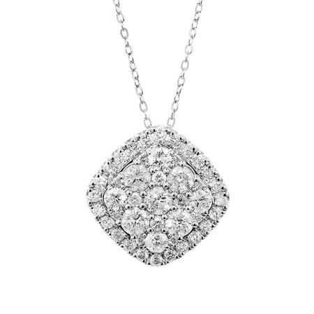 Cluster Pendant with 2 Carat TW of Diamonds in 10ct White Gold Cluster Pendant with 2 Carat TW of Diamonds in 10ct White Gold