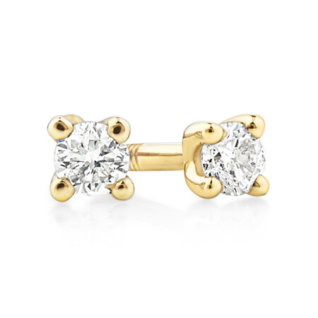 Solitaire Stud Earrings with 0.10ct TW Diamonds in 10ct Yellow Gold Solitaire Stud Earrings with 0.10ct TW Diamonds in 10ct Yellow Gold