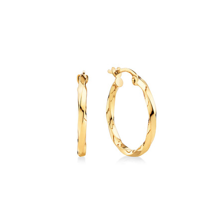 18mm Square Twist Hoop Earrings in 10kt Yellow Gold 18mm Square Twist Hoop Earrings in 10kt Yellow Gold