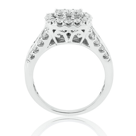 Engagement Ring with 1 1/2 Carat TW of Diamonds in 10ct White Gold Engagement Ring with 1 1/2 Carat TW of Diamonds in 10ct White Gold
