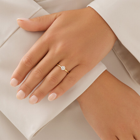 Certified Solitaire Engagement Ring with a 1/2 Carat TW Diamond in 18ct Yellow & White Gold Certified Solitaire Engagement Ring with a 1/2 Carat TW Diamond in 18ct Yellow & White Gold