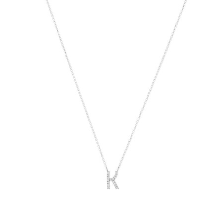 K Initial Necklace with 0.10 Carat TW of Diamonds in 10kt White Gold