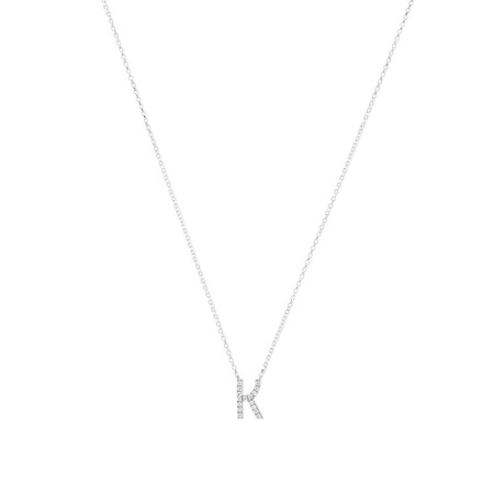 K Initial Necklace with 0.10 Carat TW of Diamonds in 10kt White Gold K Initial Necklace with 0.10 Carat TW of Diamonds in 10kt White Gold