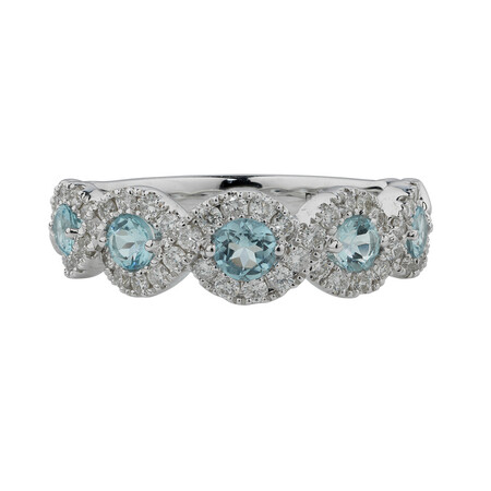 Bubble Ring with 0.46 Carat TW of Diamonds & Natural Aquamarine in 14ct White Gold Bubble Ring with 0.46 Carat TW of Diamonds & Natural Aquamarine in 14ct White Gold