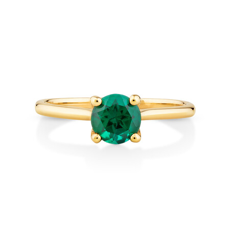 Ring with Laboratory Created Emerald in 10kt Yellow Gold Ring with Laboratory Created Emerald in 10kt Yellow Gold