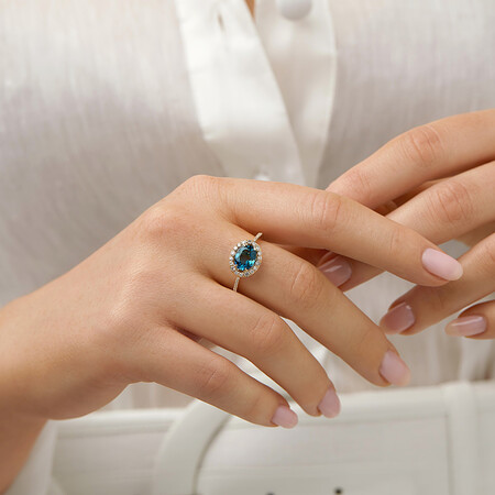 Natural Topaz Ring with 0.25 Carat TW of Diamonds in 10ct Yellow Gold Natural Topaz Ring with 0.25 Carat TW of Diamonds in 10ct Yellow Gold