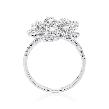 Flower Ring with 1 Carat TW of Diamonds in 10ct White Gold Flower Ring with 1 Carat TW of Diamonds in 10ct White Gold