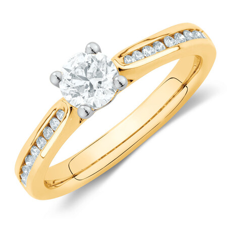 Engagement Ring with 0.78 Carat TW of Diamonds in 14kt Yellow & White Gold Engagement Ring with 0.78 Carat TW of Diamonds in 14kt Yellow & White Gold